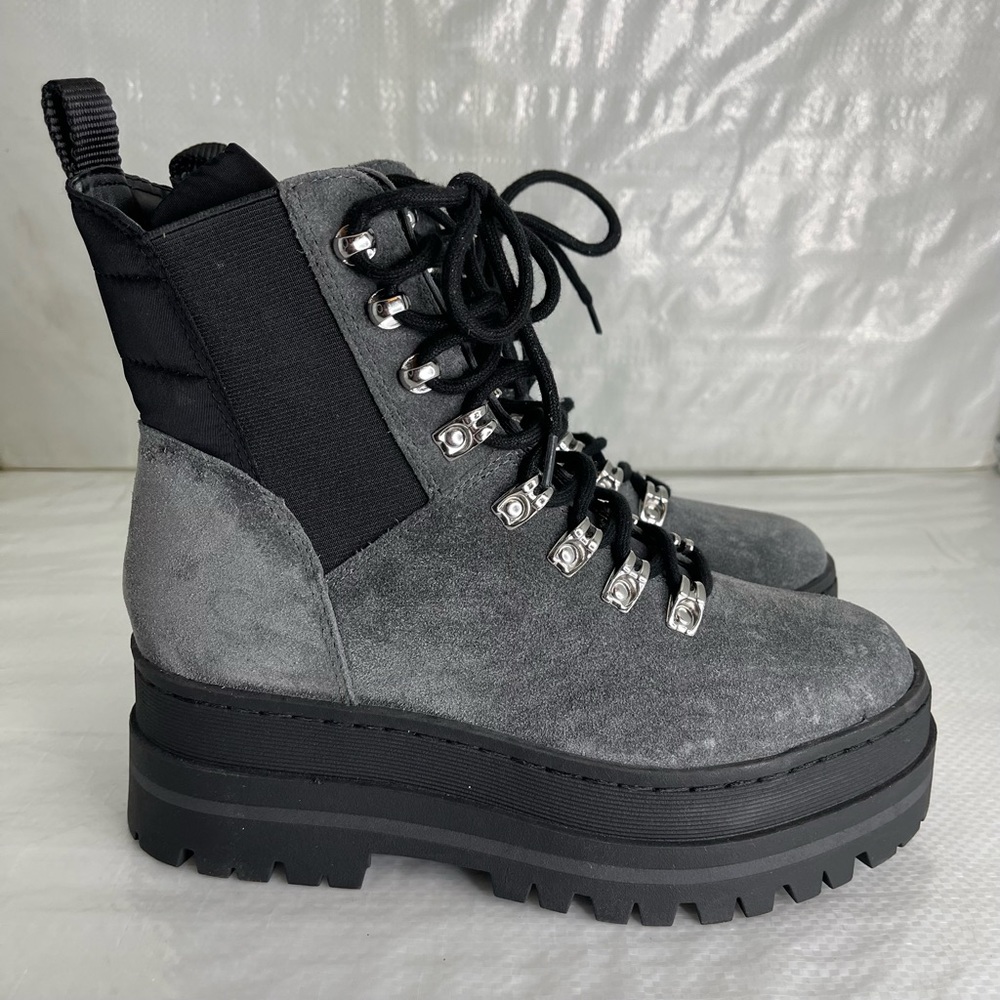 🦋NEW Marc Fisher Shoes Marc Fisher Women's Lace-Up Platform Boots, Gray,6.5